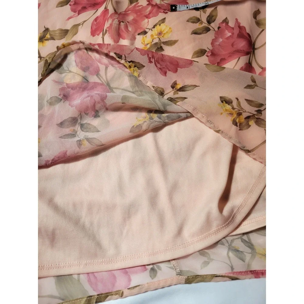 New York & Company Pink Floral Sleeveless A Line Dress‎ Sz XL